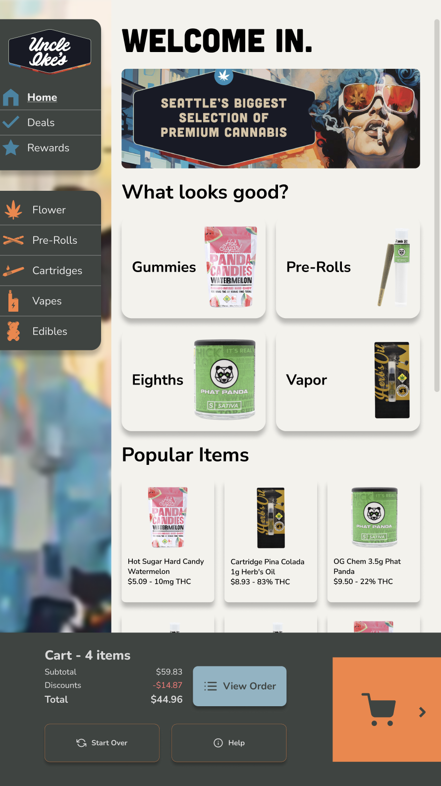 DopeTender browse menu